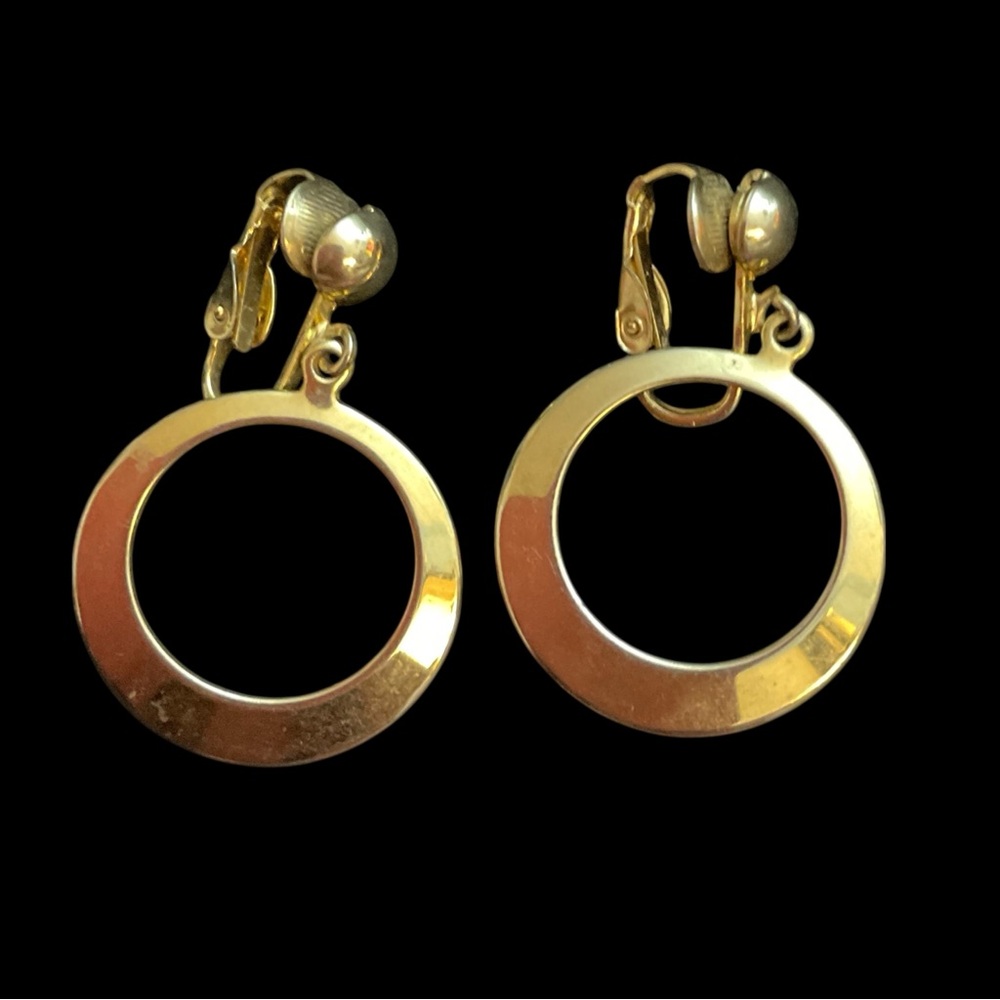 Vintage Gold-Tone Hoop Clip-On Earrings